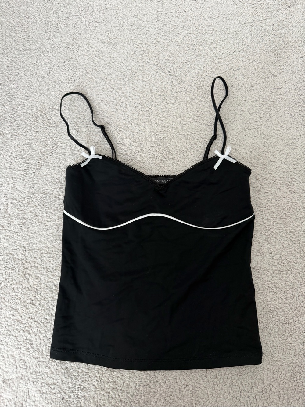 Zara Black Spaghetti Strap Cami with White Trim